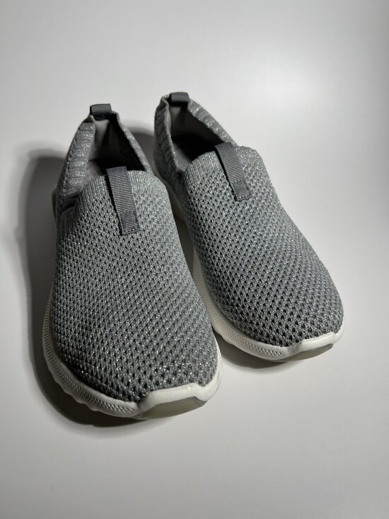Aetrex Shoes - Aetrex Angie Gray White Knit Slip-On Sneakers Women’s Size 7 Comfort Shoes